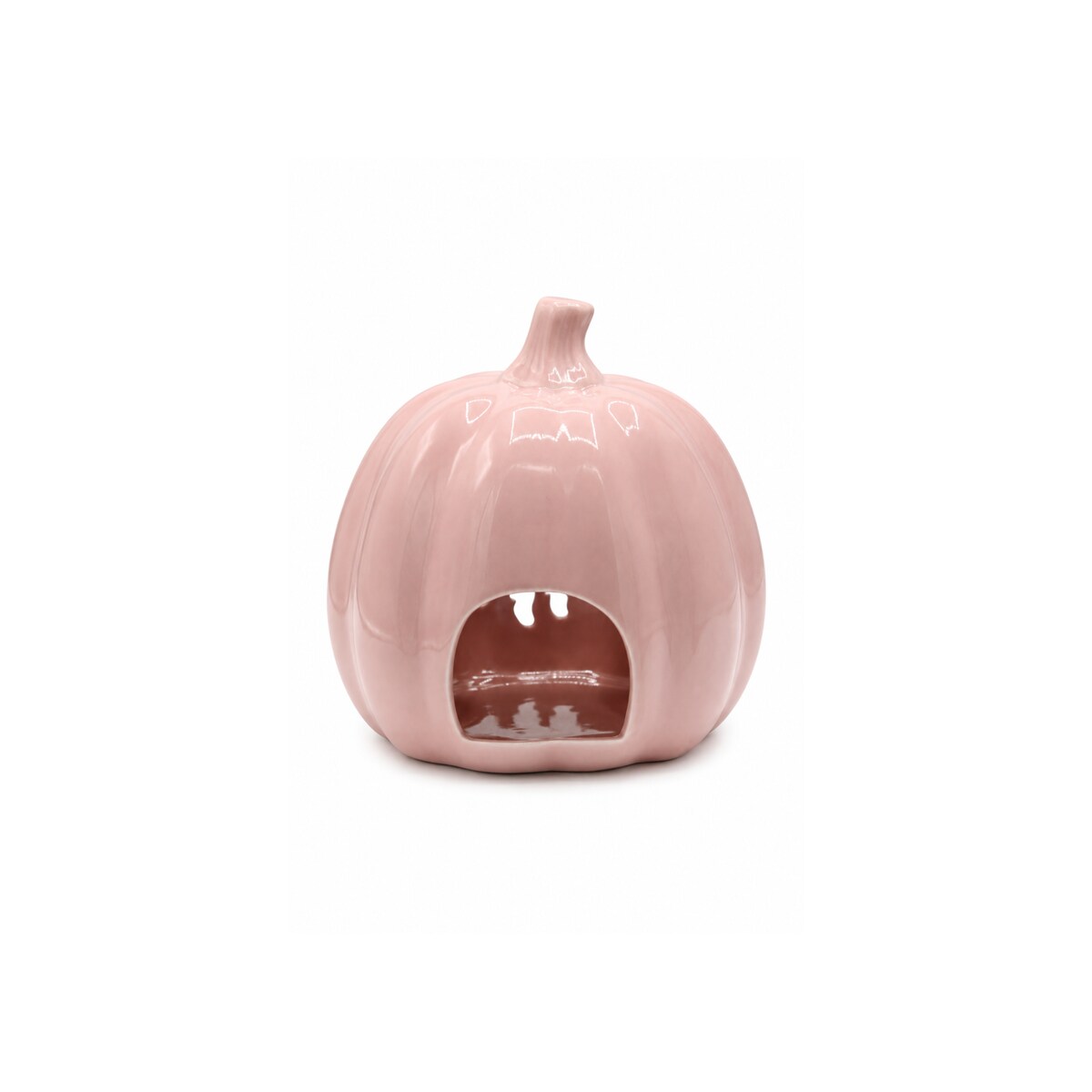 Ceramiczny różowy świecznik 18,5x16,5x19,5 cm Dynia z czarownicą