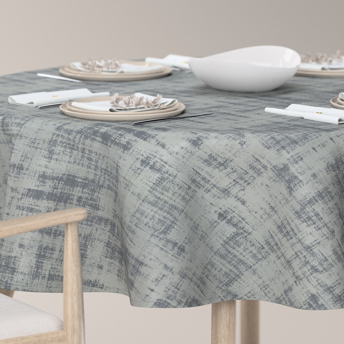 Obrus okrągły 130 x 130 cm szary beton