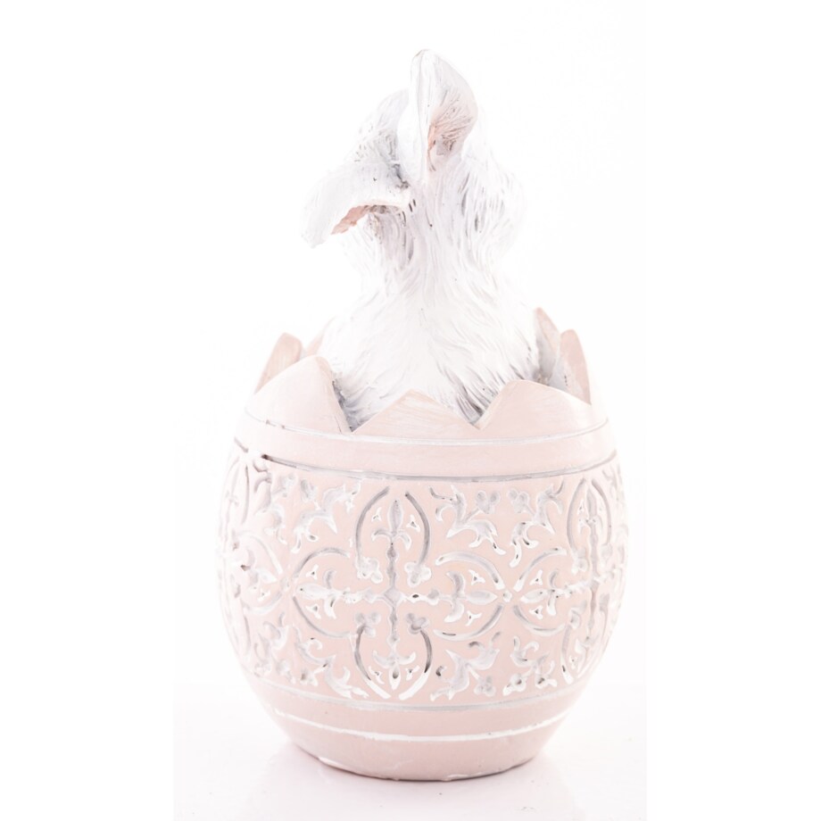 Dekoracja - króliczek w skorupce PISANKI 13x7,5x7,5 cm różowa