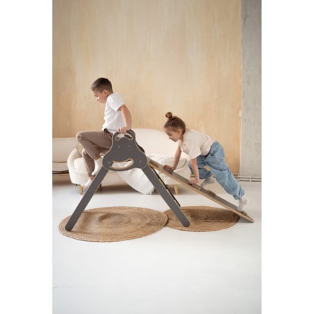 Drabinka Pikler + DUŻA zjeżdżalnia CHMURKI - szara
