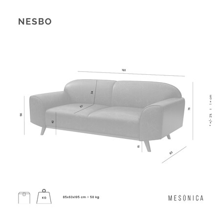 Sofa 2-osobowa Nesbo szara