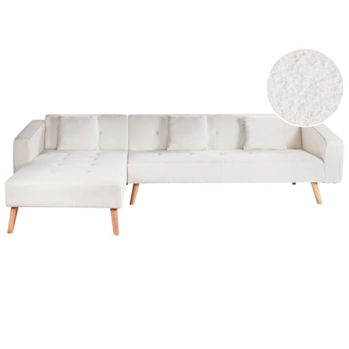 Sofa narożna VADSO Boucle Złamana biel dla 4 osób Prawostronny