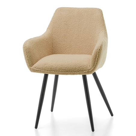 KRZESŁO TAPICEROWANE PIKOWANE TKANINA BOUCLE TEDDY BUKLA BEŻ