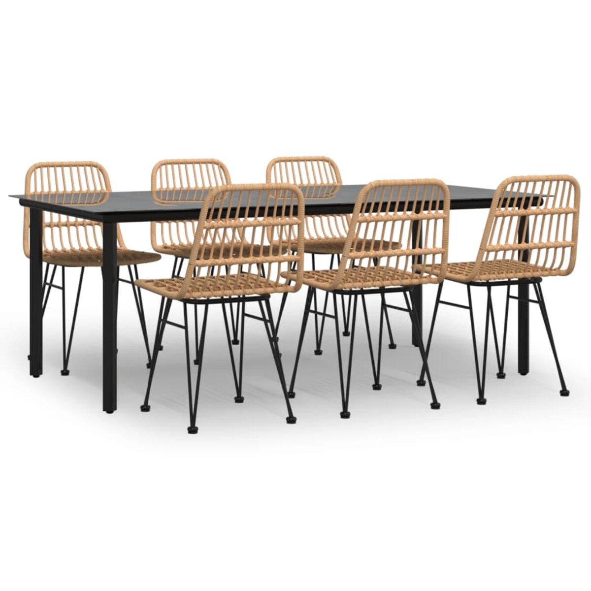 vidaXL 7-częściowy zestaw mebli ogrodowych, polirattan