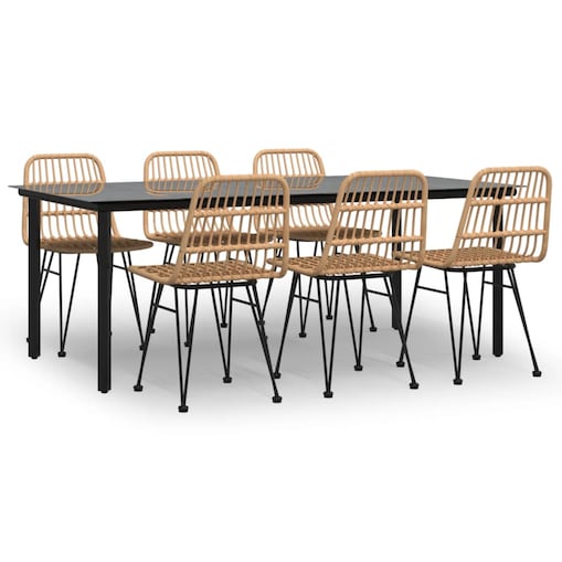 vidaXL 7-częściowy zestaw mebli ogrodowych, polirattan