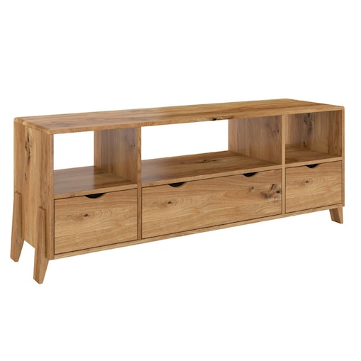 Drewniana szafka Rtv dębowa Visby Gdynia na nóżkach / Lakier naturalny