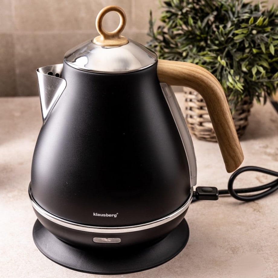 Czajnik elektryczny ze stali nierdzewnej 1.7L czarny KLAUSBERG