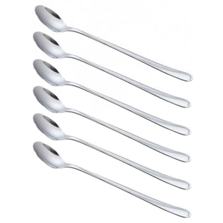 Łyżeczki koktajlowe długie do drinków kawy latte zestaw 6 sztuk Połysk KINGHOFF