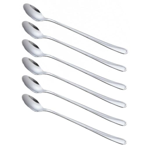Łyżeczki koktajlowe długie do drinków kawy latte zestaw 6 sztuk Połysk KINGHOFF