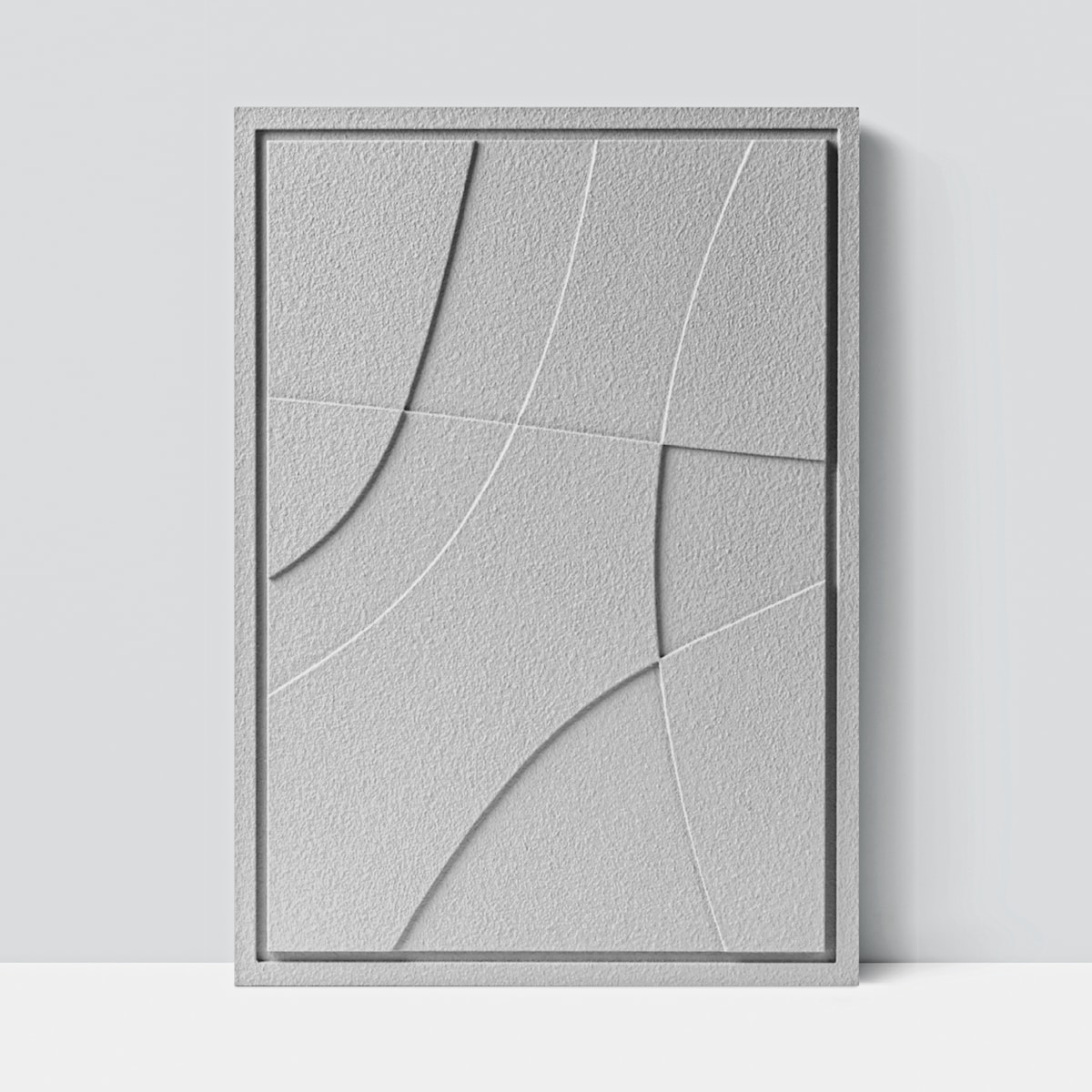 Obraz 3D 50x70cm Abstract II – Dekoracja Ścienna z Tynku Naturalnego, Milky Grey Minimalistyczny Relief