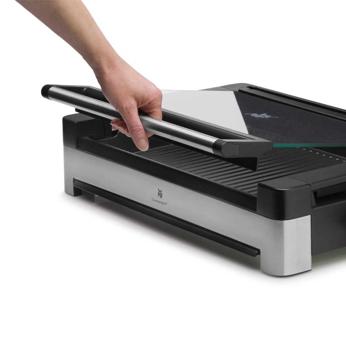 Grill elektryczny stołowy ze szklaną pokrywą Lono, 41.3 x 60 x 11.7 cm, WMF