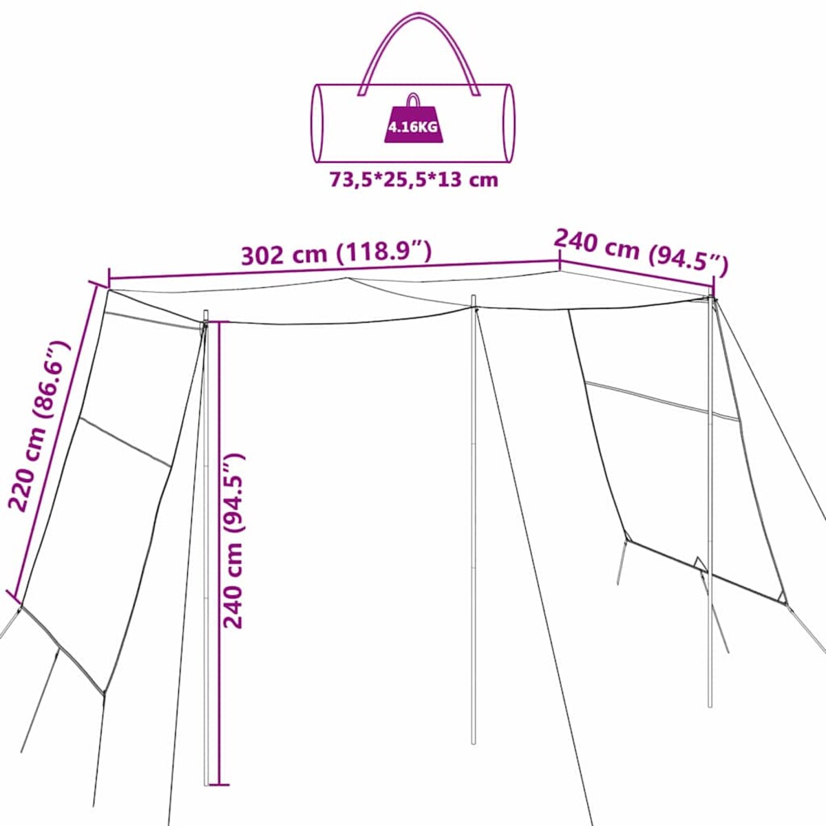 vidaXL Namiot wodoodporny