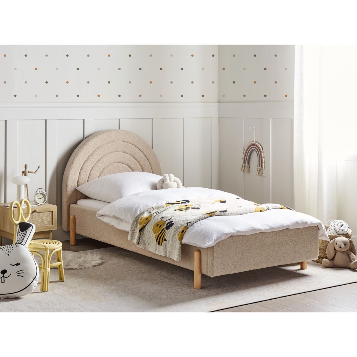 Łóżko Boucle ANET 90 x 200 cm Beżowy