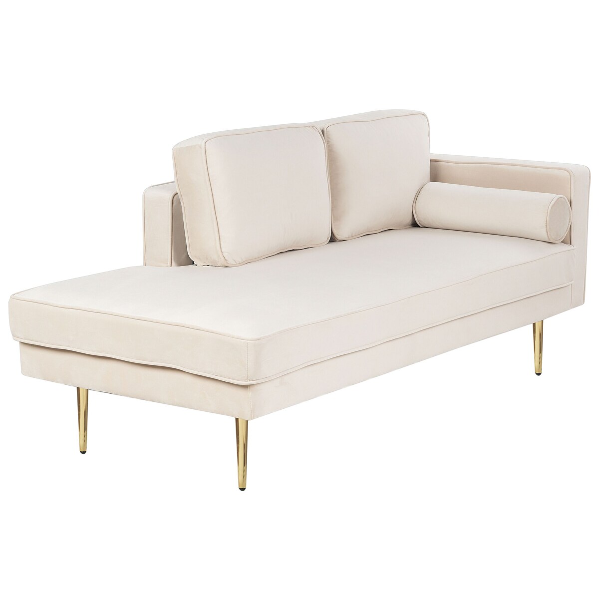 Szezlong welurowy prawostronny beżowy MIRAMAS