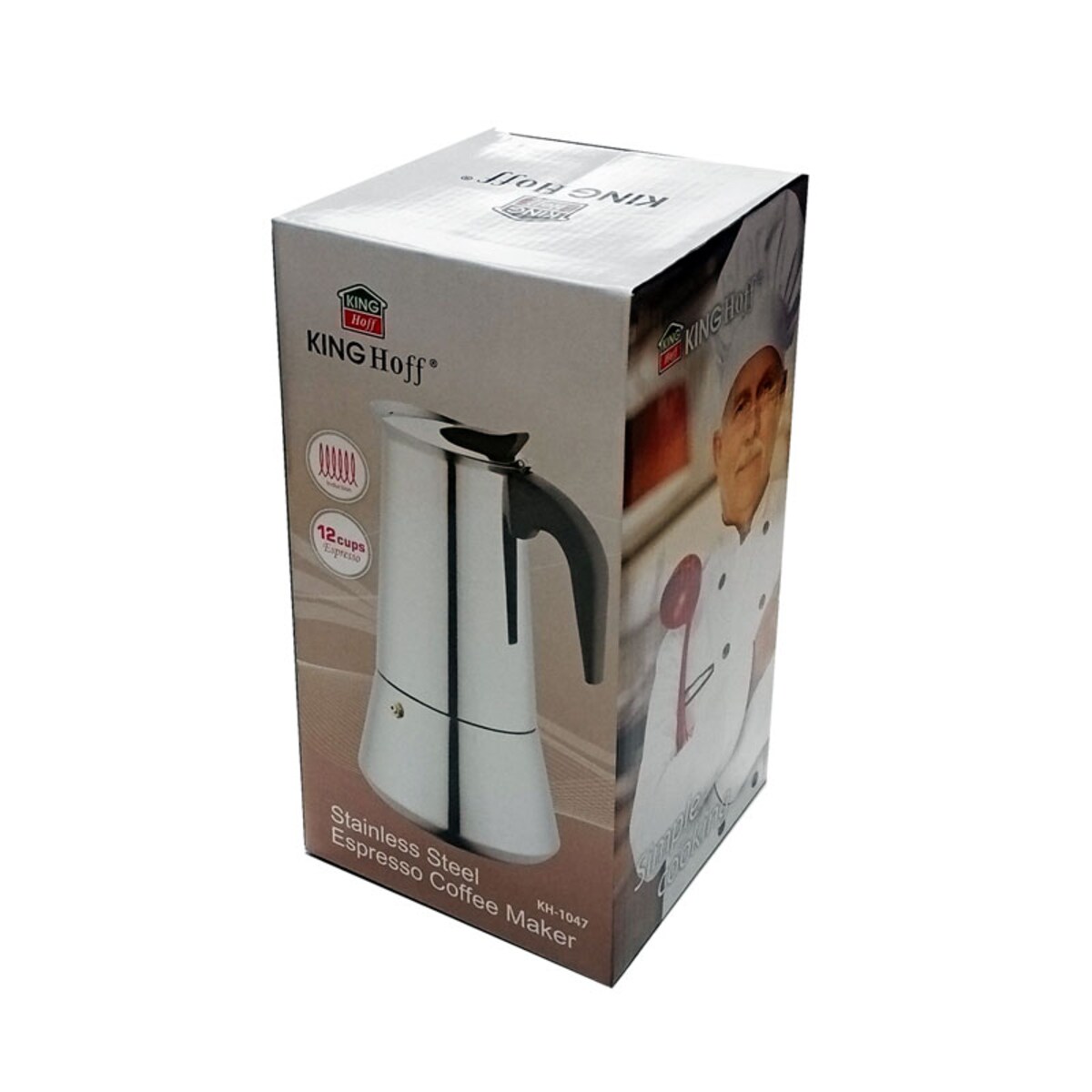 Kawiarka stalowa espresso indukcja KINGHOFF 600ml 12 filiżanek