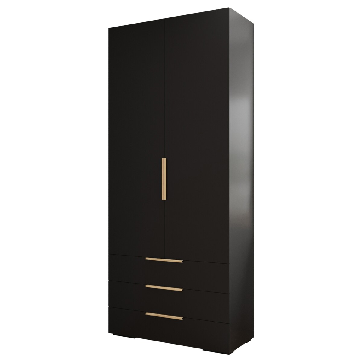 Szafa z szufladami wysoka INOVA 2 2D 3SZ czarny+złoty