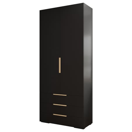Szafa z szufladami wysoka INOVA 2 2D 3SZ czarny+złoty