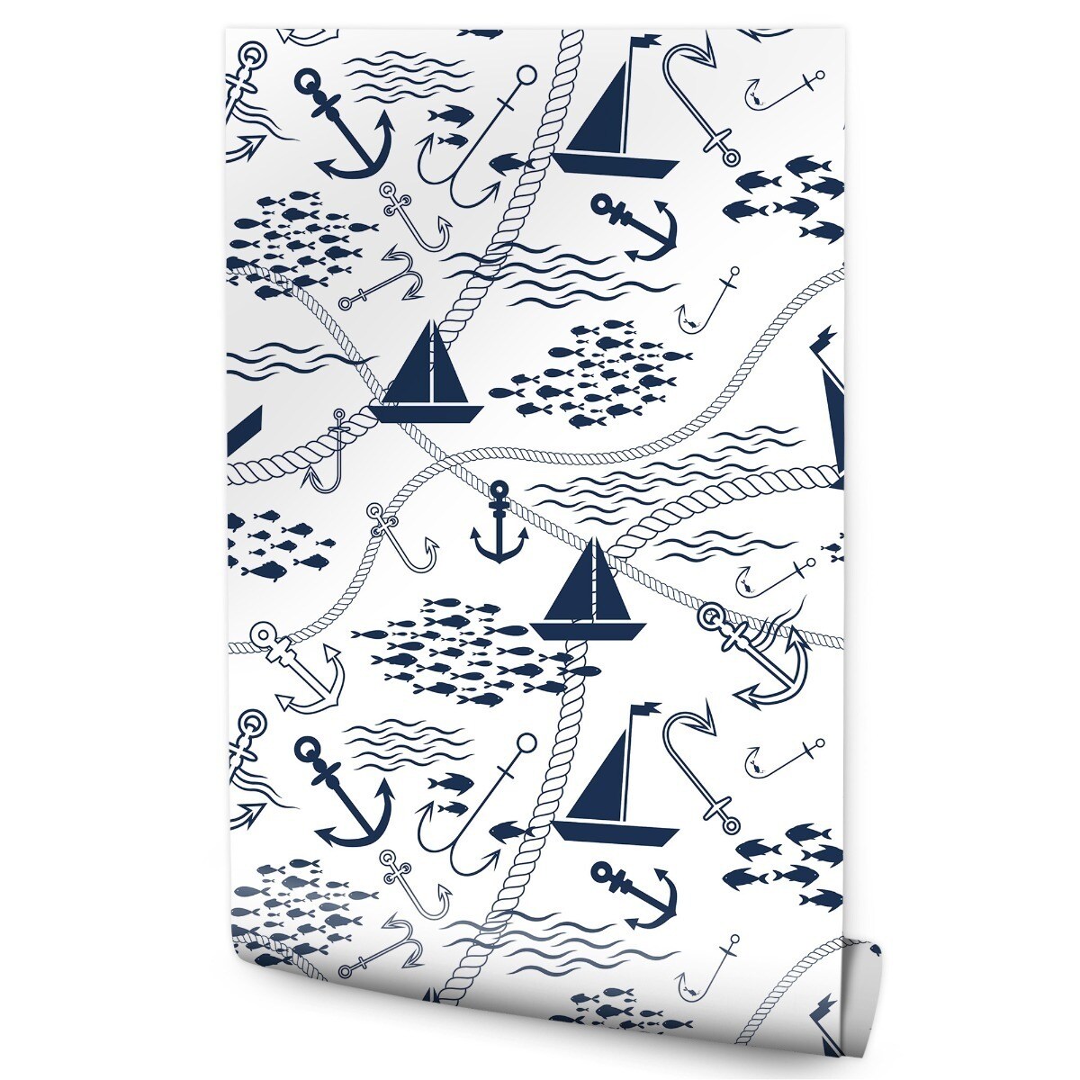 Tapeta dla Dzieci Łódki Żaglówki Kotwice