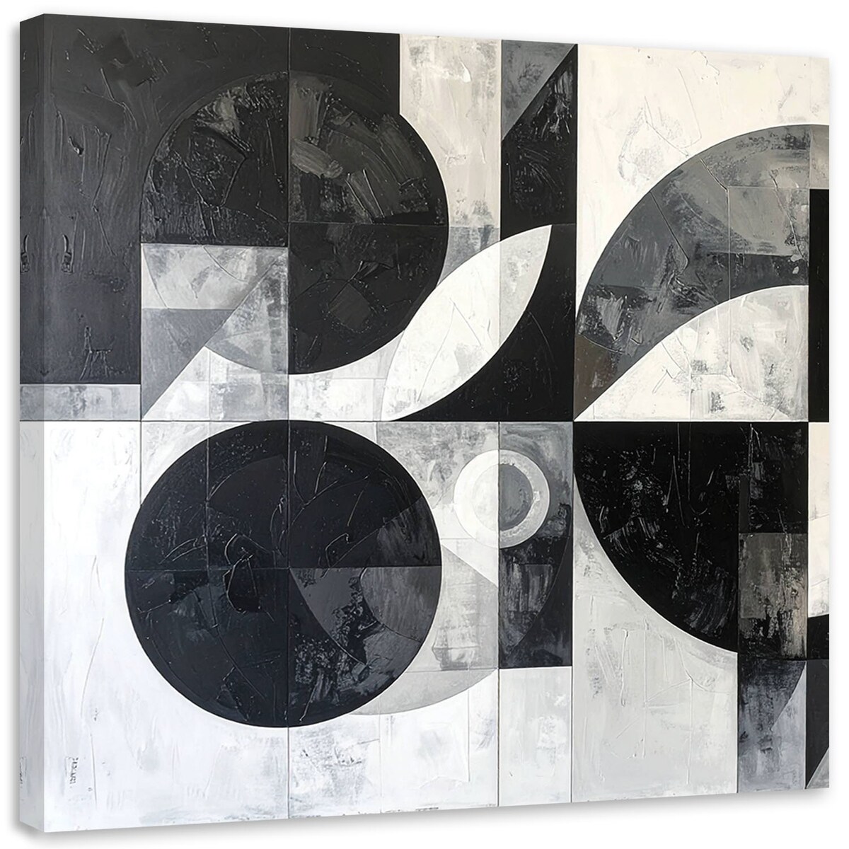 Obraz do salonu biura loftu, Abstrakcja tekstura koła kształty czarno biały