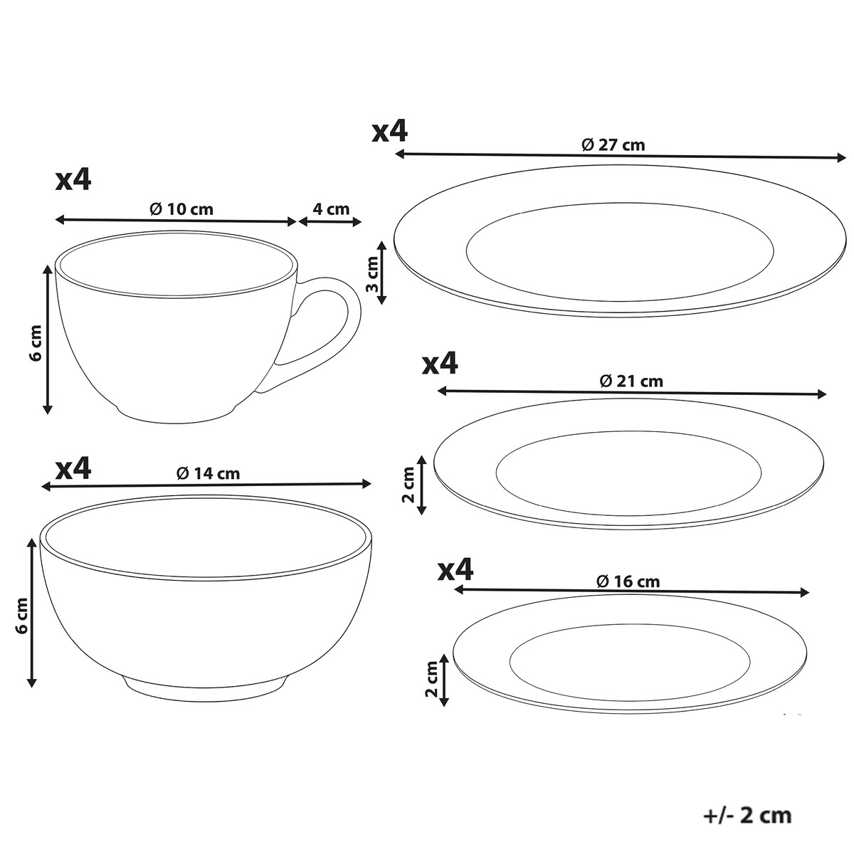 Zastawa stołowa 20-częściowa LEMONGRASS Porcelana Biały/zielony