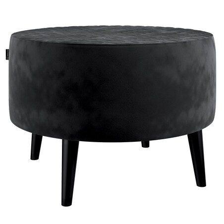 Podnóżek okrągły pikowany, głęboka czerń, Ø60 x 40 cm, Velvet