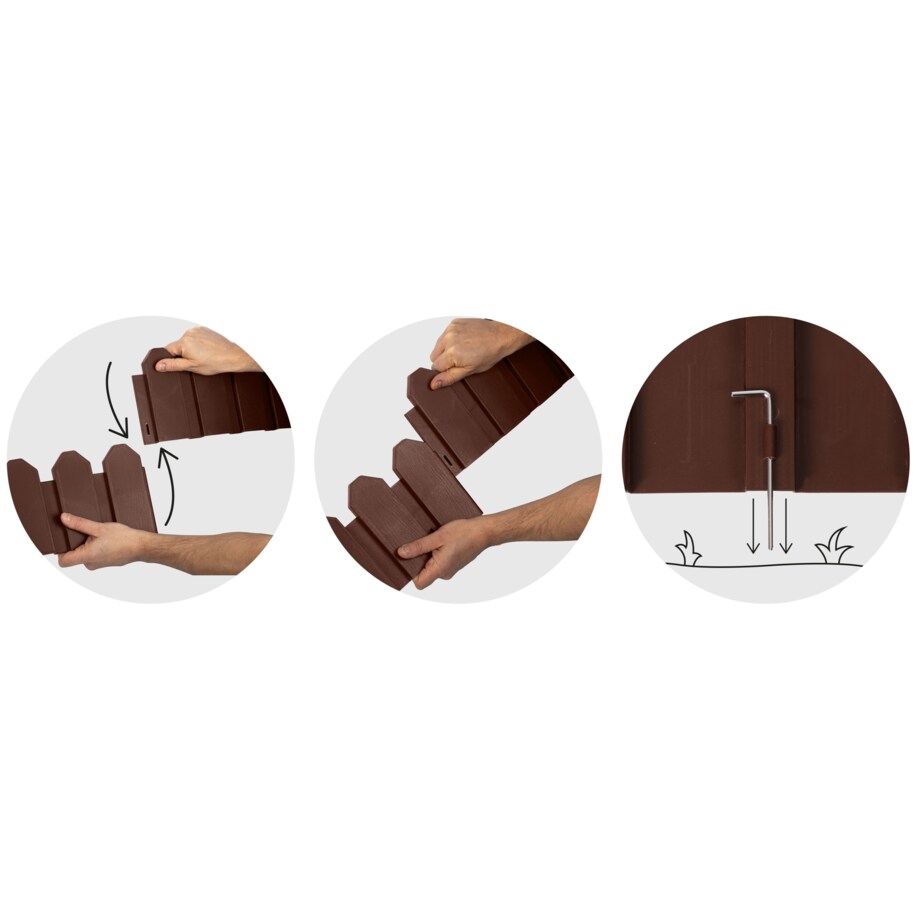 Palisada ogrodowa obrzeże ogrodowe trawnikowe brązowe Plonos tworzywo płotek 240 cm