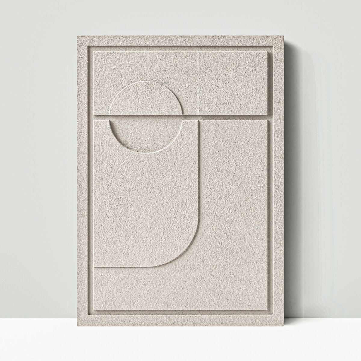 Obraz 3D 50x70cm Geometric II – Dekoracja Ścienna z Tynku Naturalnego, Natural Cream Minimalistyczny Relief