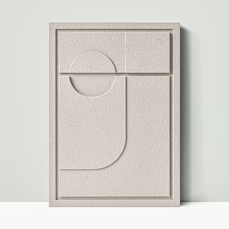 Obraz 3D 50x70cm Geometric II – Dekoracja Ścienna z Tynku Naturalnego, Natural Cream Minimalistyczny Relief