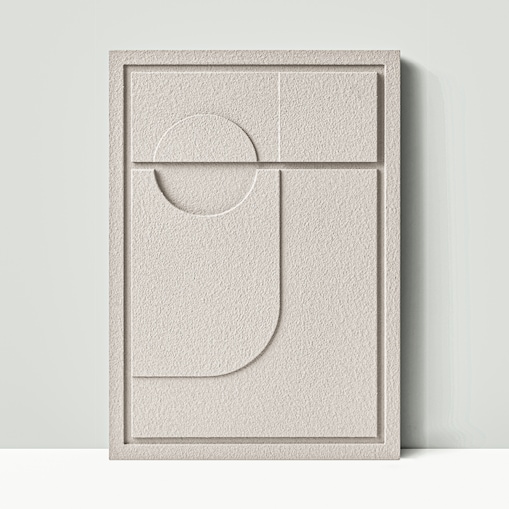 Obraz 3D 50x70cm Geometric II – Dekoracja Ścienna z Tynku Naturalnego, Natural Cream Minimalistyczny Relief