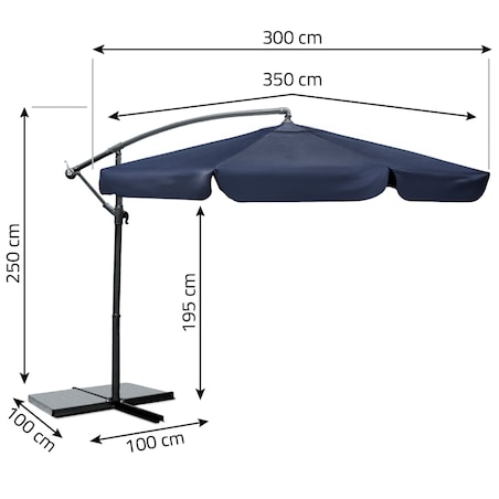 Parasol ogrodowy składany z wysięgnikiem 8 segmentów ø350cm Plonos