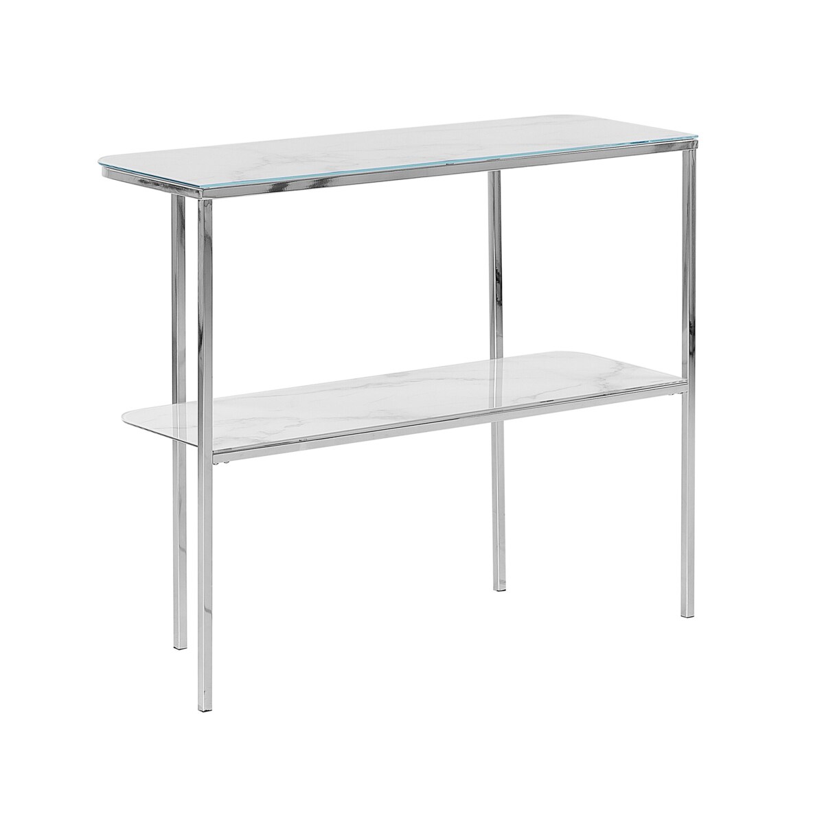 Konsola efekt marmuru biało-srebrna CALVERT