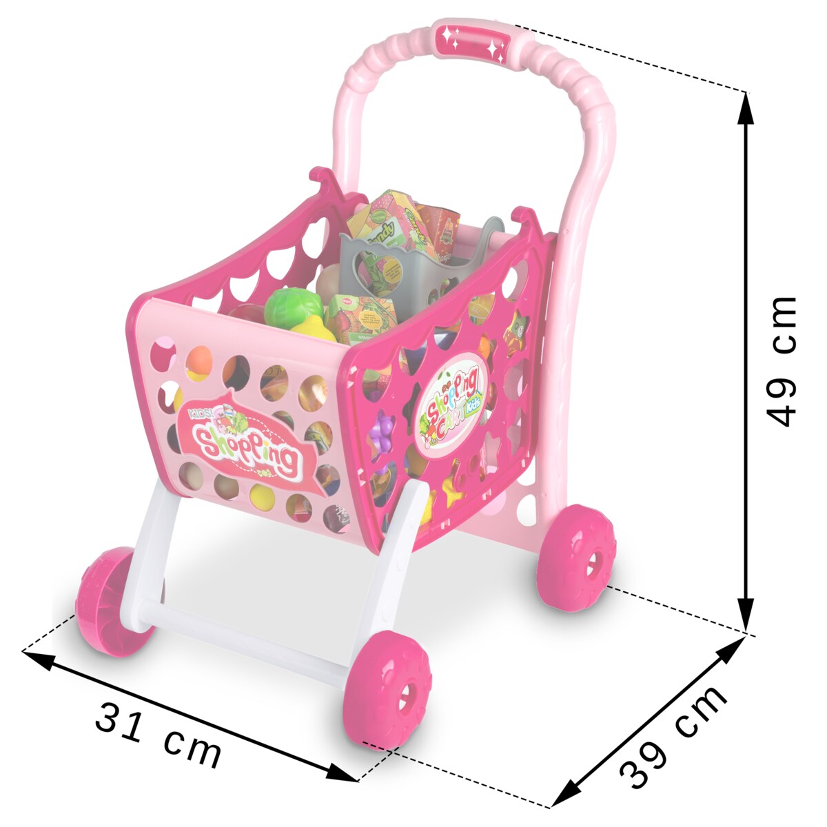 Wózek na zakupy koszyk sklepowy dla dzieci led 3w1 Ricokids