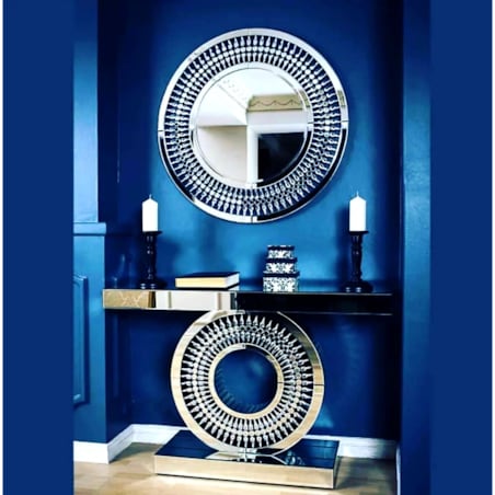 Lustro okrągłe z kryształkami Venus Glamour Premium 90x90