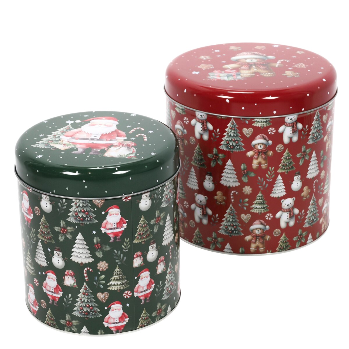 Świąteczny zestaw metalowych pojemników w różnych rozmiarach, 2 szt.