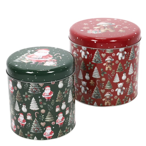 Świąteczny zestaw metalowych pojemników w różnych rozmiarach, 2 szt.
