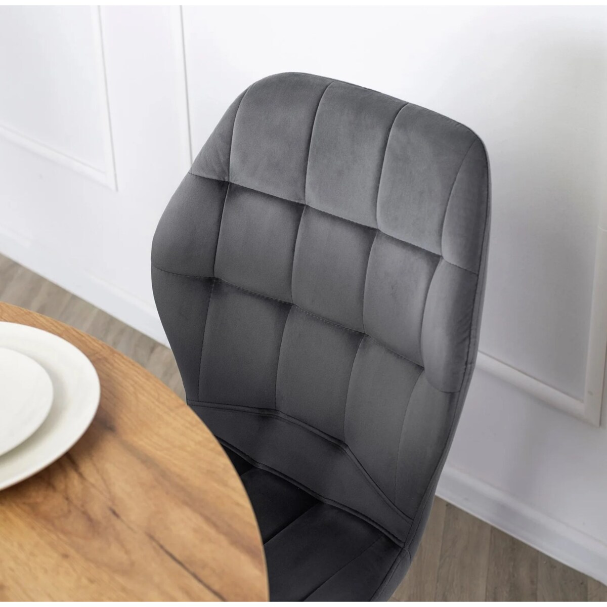 Krzesło Tapicerowane Welurowe Do Salonu Jadalni Toaletki Loft LUCKY Szare