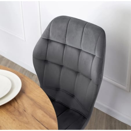 Krzesło Tapicerowane Welurowe Do Salonu Jadalni Toaletki Loft LUCKY Szare