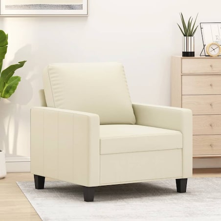 vidaXL Fotel, kremowy, 60 cm, obity sztuczną skórą
