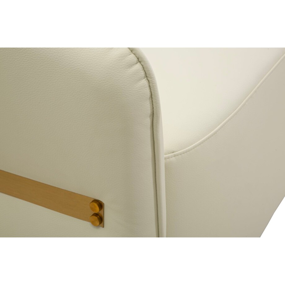 Sofa Minsk, kolor biały i złoty, drewno sosnowe, płyta MDF i poliuretan (PU), 160 x 84 x 77 cm, styl nowoczesny, do salonu, Mauro Ferretti
