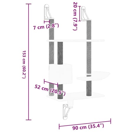 vidaXL Ścienne drzewko dla kota z drapakiem, kremowe, 153 cm