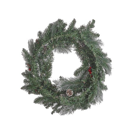 Ośnieżony wianek świąteczny ze światełkami ⌀ 30 cm zielony WAPTA