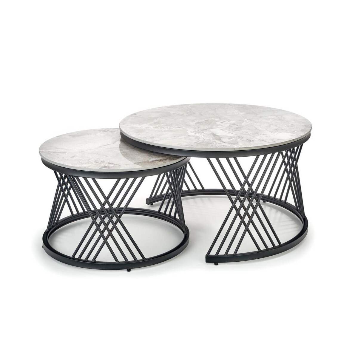 ZESTAW 2 STOLIKÓW Intela POPIELATY WZÓR MARMURU stelaż metal