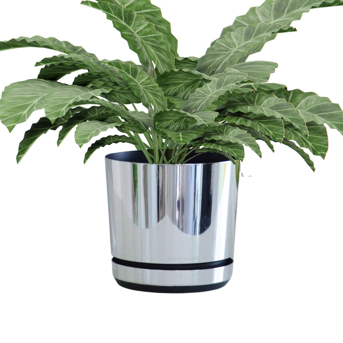 14 cm wzór LUSTRZANY Doniczka z podstawką glamour elegancka efekt lustra wysoki połysk nowoczesna