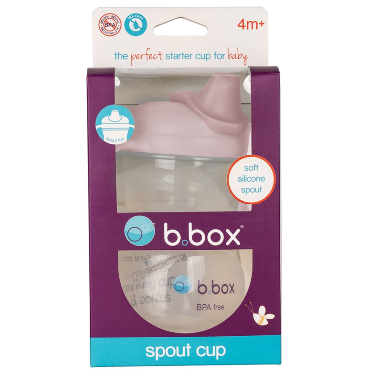 Kubek niekapek z miękkim ustnikiem dla dzieci 4m+ różowy do nauki samodzielnego picia b.box