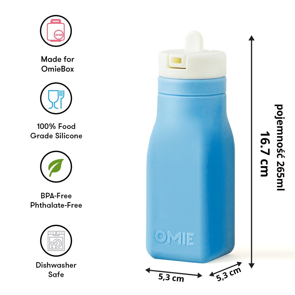 OMIE OMIEBOTTLE silikonowy bidon dla dzieci, Blue