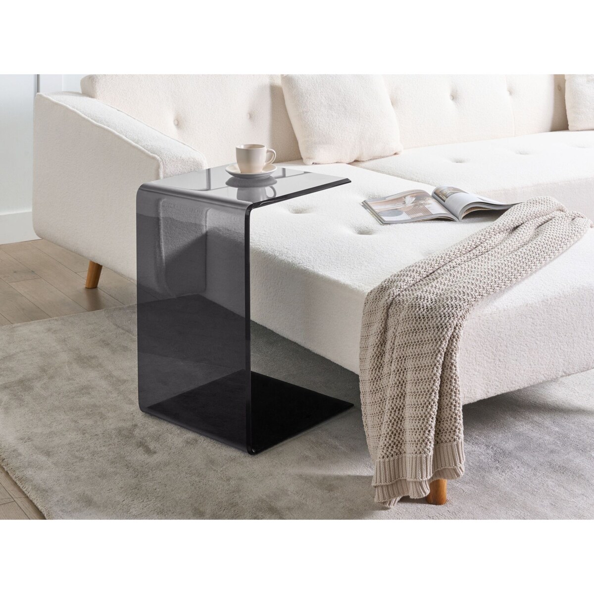 Stolik pomocniczy LOURDES Szkło Czarny