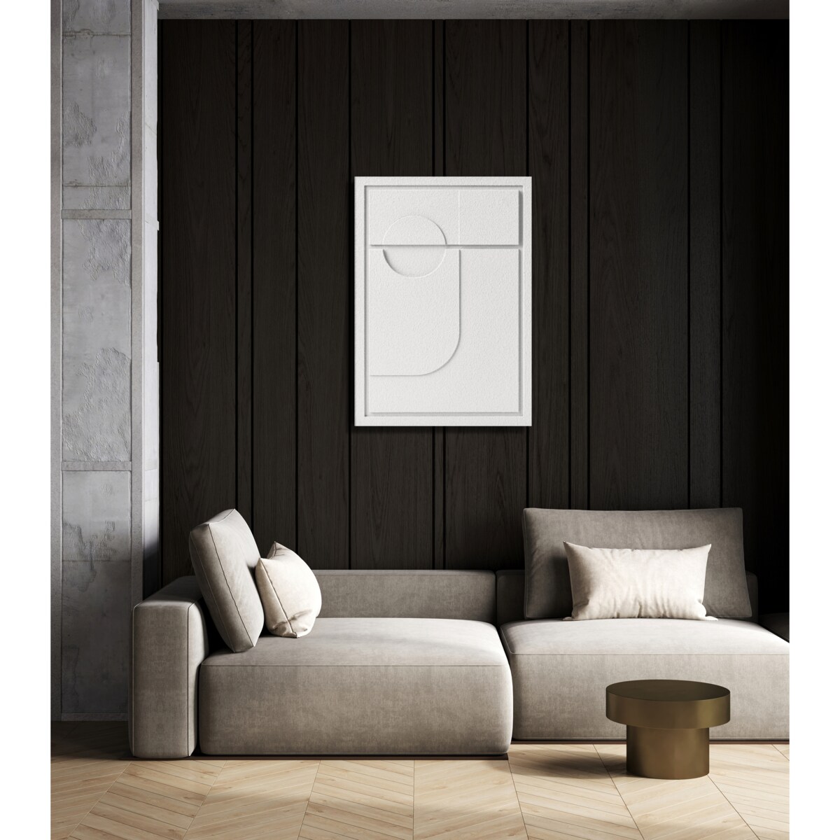 Obraz 3D 35x50cm Geometric II – Dekoracja Ścienna z Tynku Naturalnego, Bianco Minimalistyczny Relief