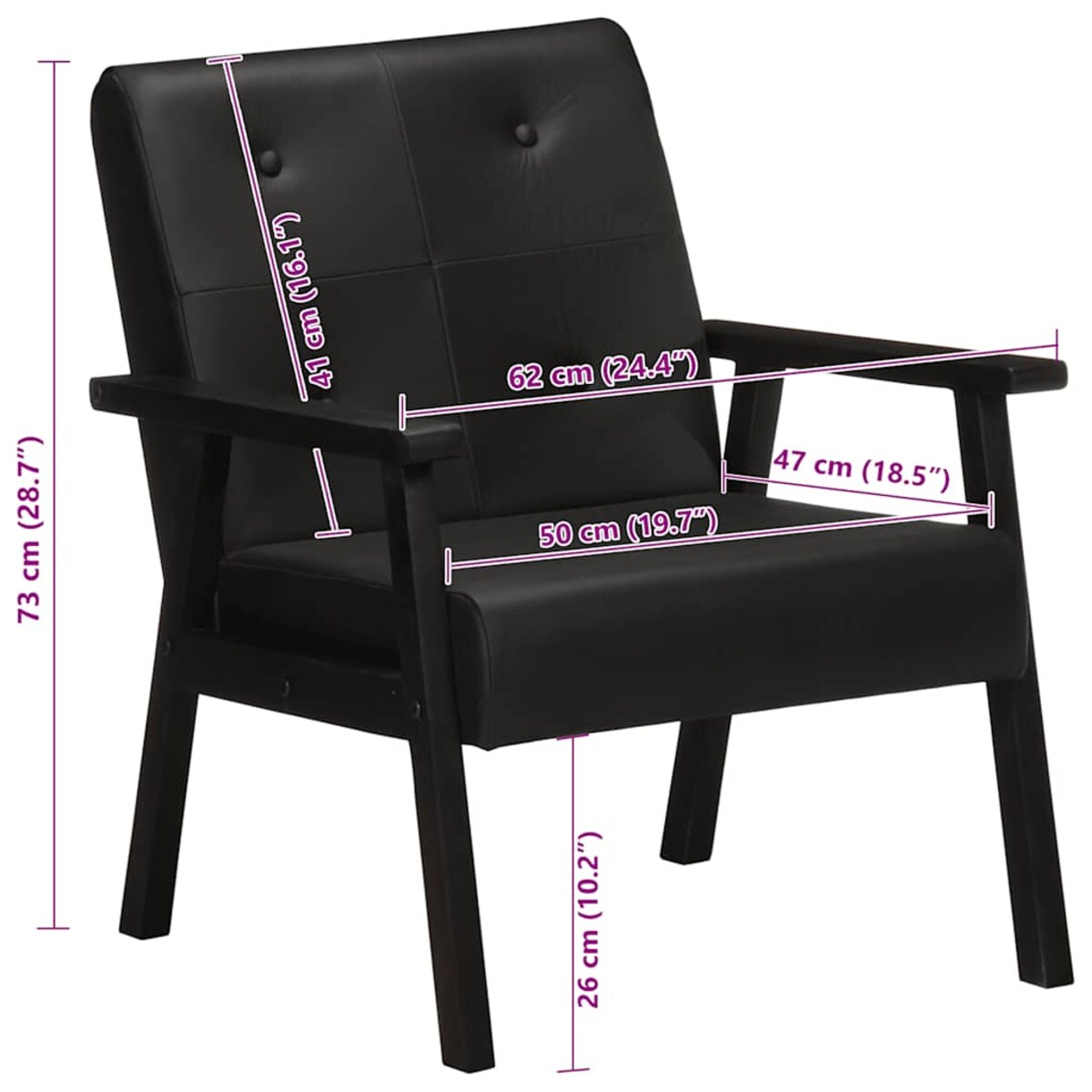 vidaXL Fotel, czarny, skóra naturalna