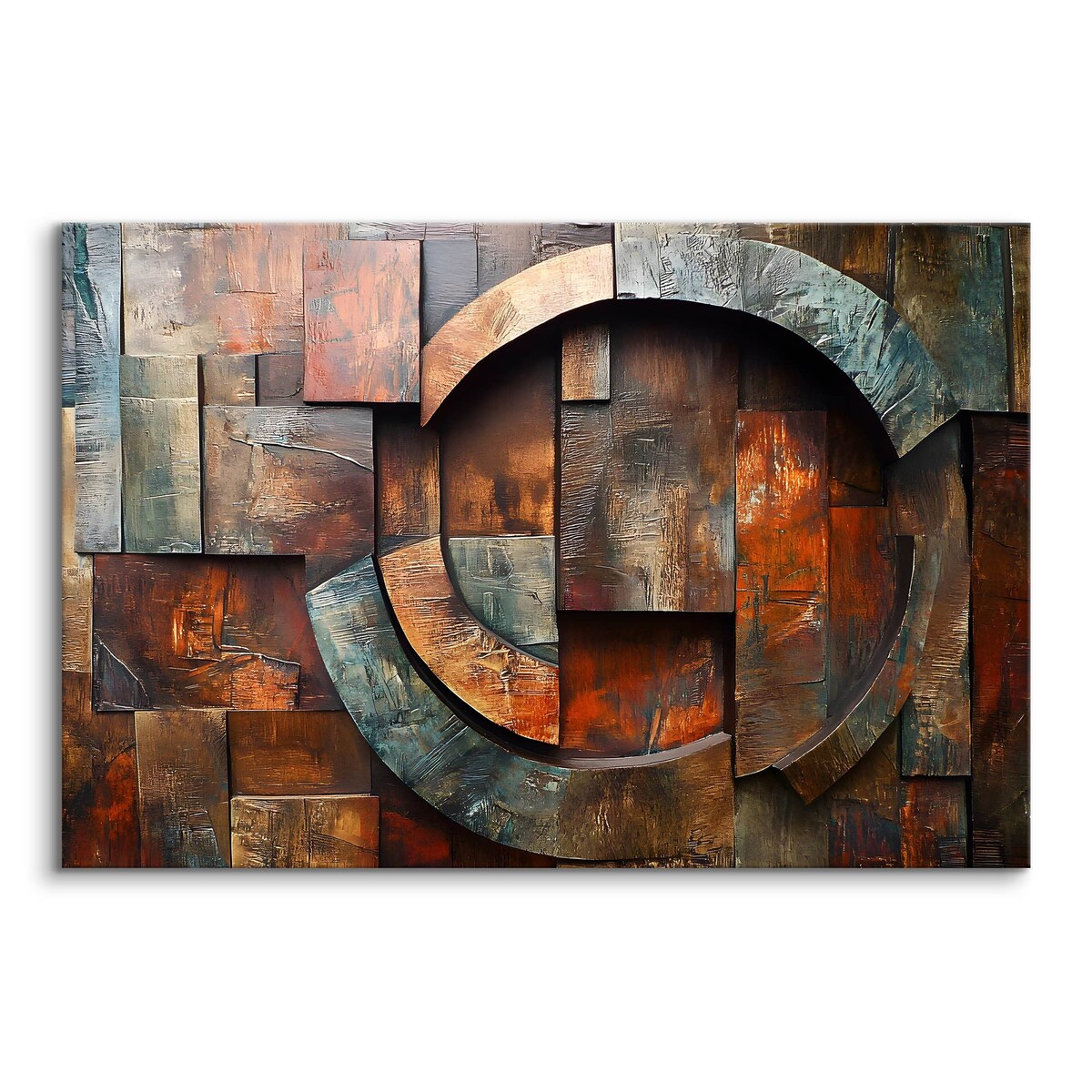 Obraz Do Sypialni Abstrakcja Imitacja Drewna Wzory Geometryczne 70x50cm