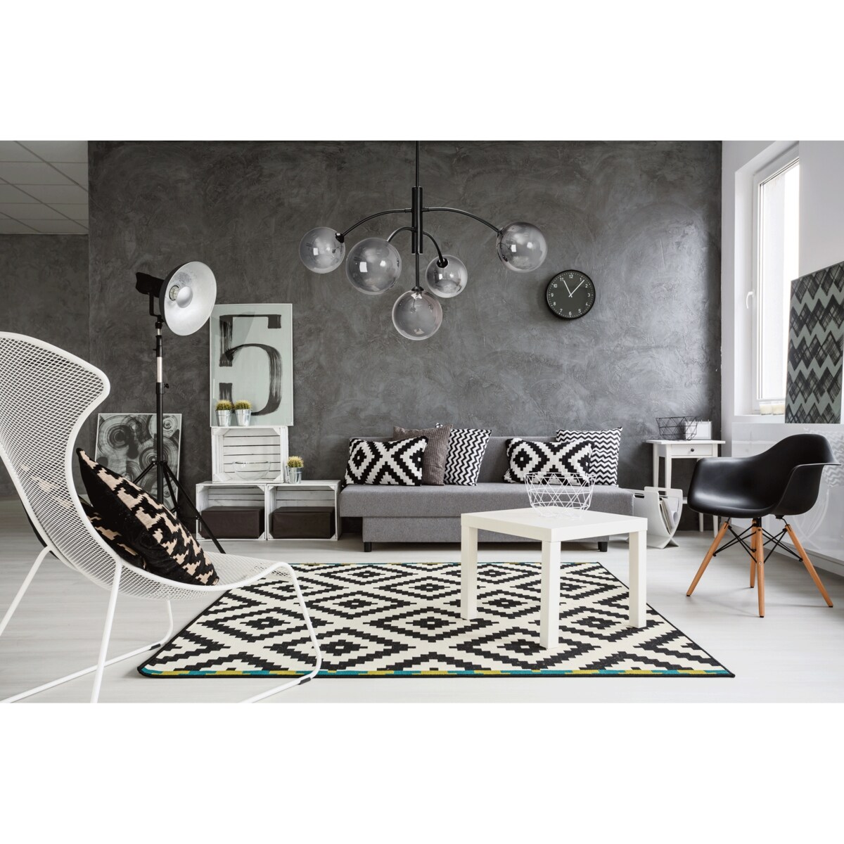 Lampa Sufitowa Szklane Kule Lustrzane Loft Czarna